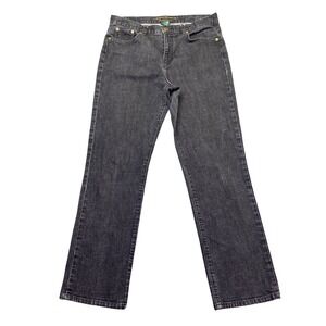 Lauren Ralph Lauren Classic Straight Jeans Black Dark Wash‎ Sz 10 Grunge Preppy